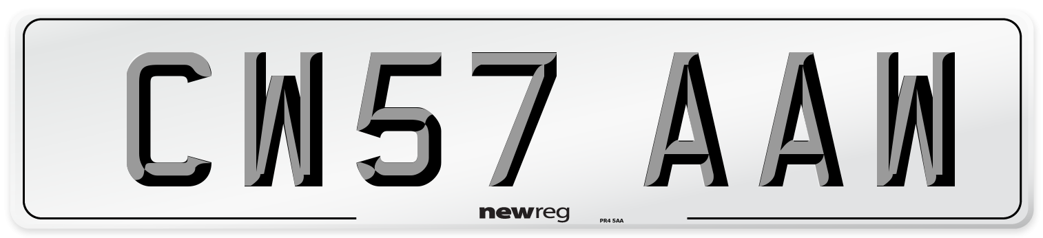 CW57 AAW Number Plate from New Reg